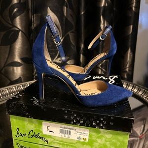 Sam Edelman Harlow Blue Suede Point Toe Heel